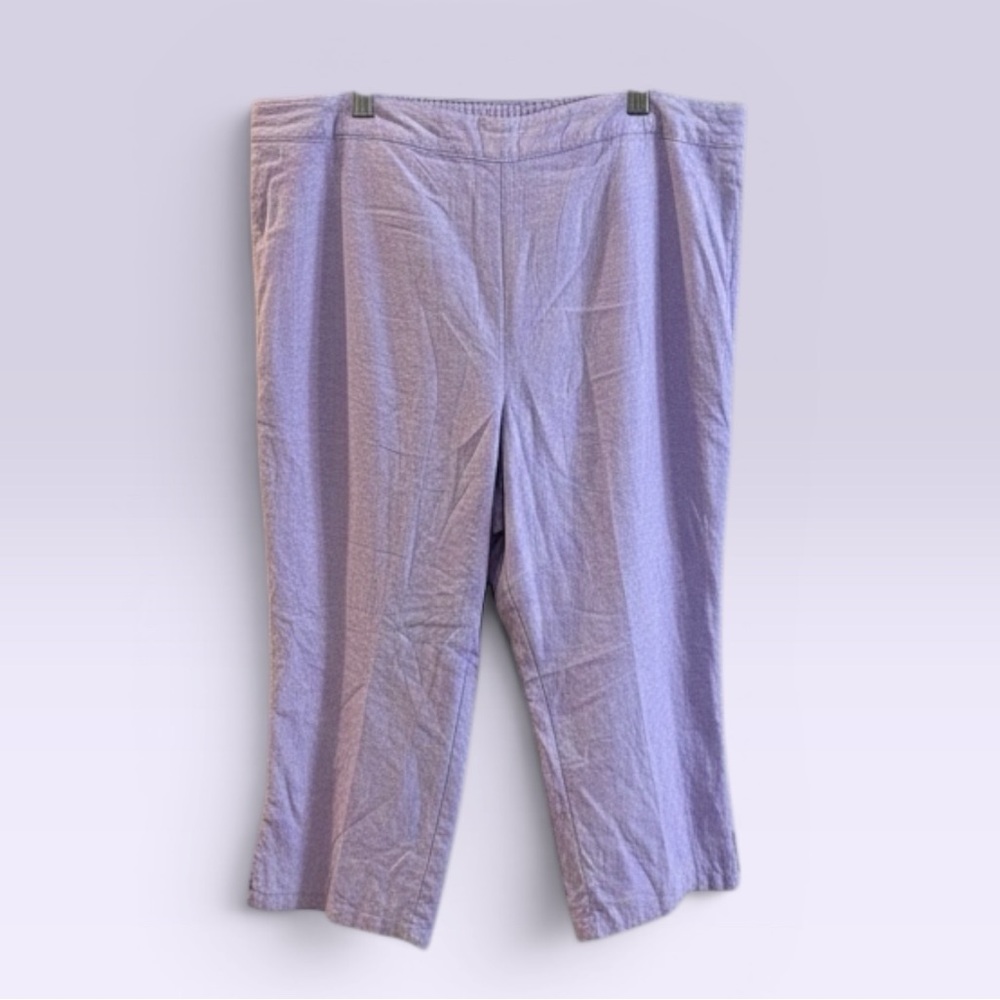 Catherines Lavender Linen Blend Capri Pant - 1X